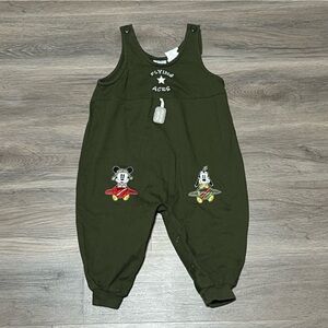 Baby Mickey & Co 18M One Piece Jumper Green Flying Aces Goofy Airplanes VTG